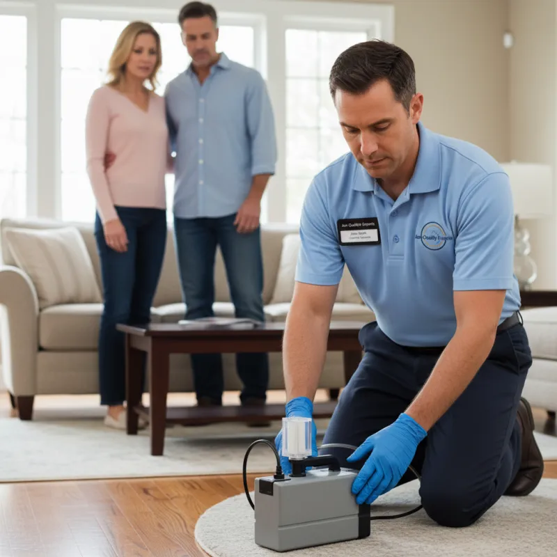 Technician performing air quality testing