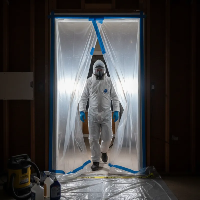 Remediation technician in full protective gear